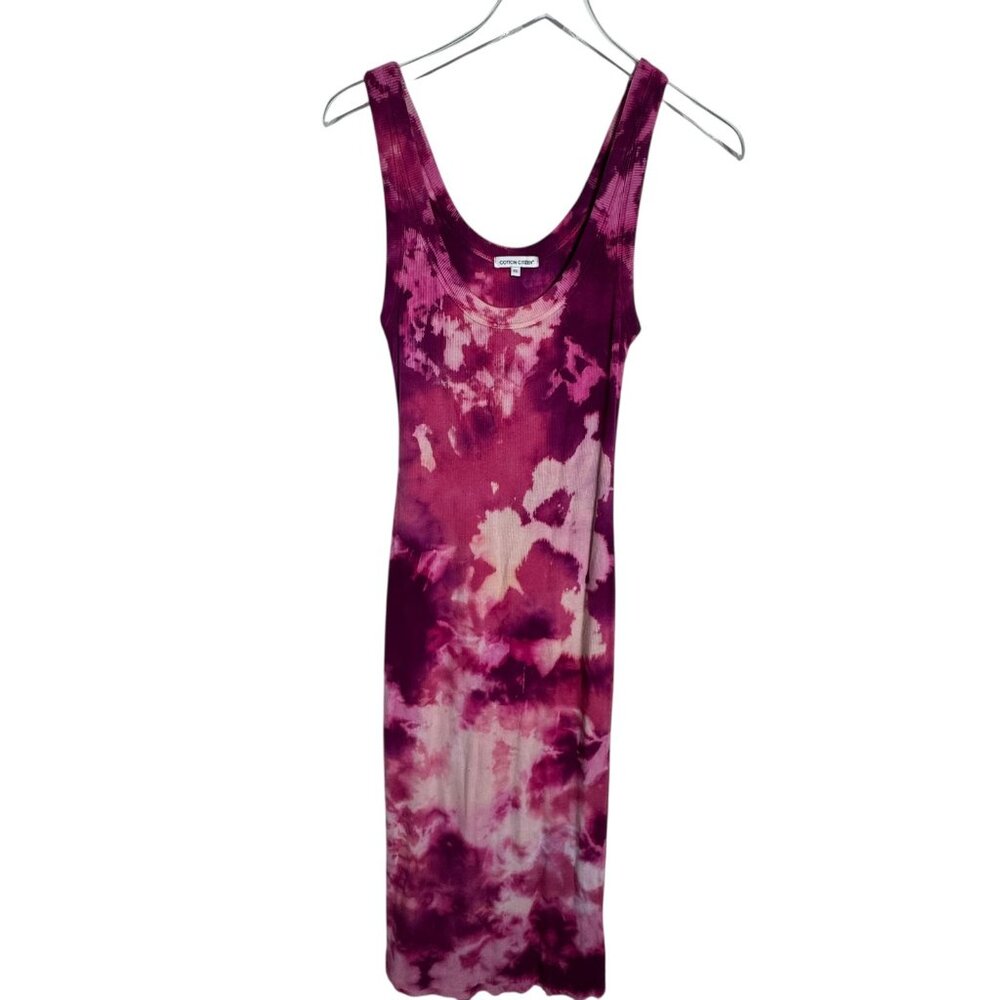 Cotton Citizen Tie-Dye Maxi Dress in Berry Pink and Cream